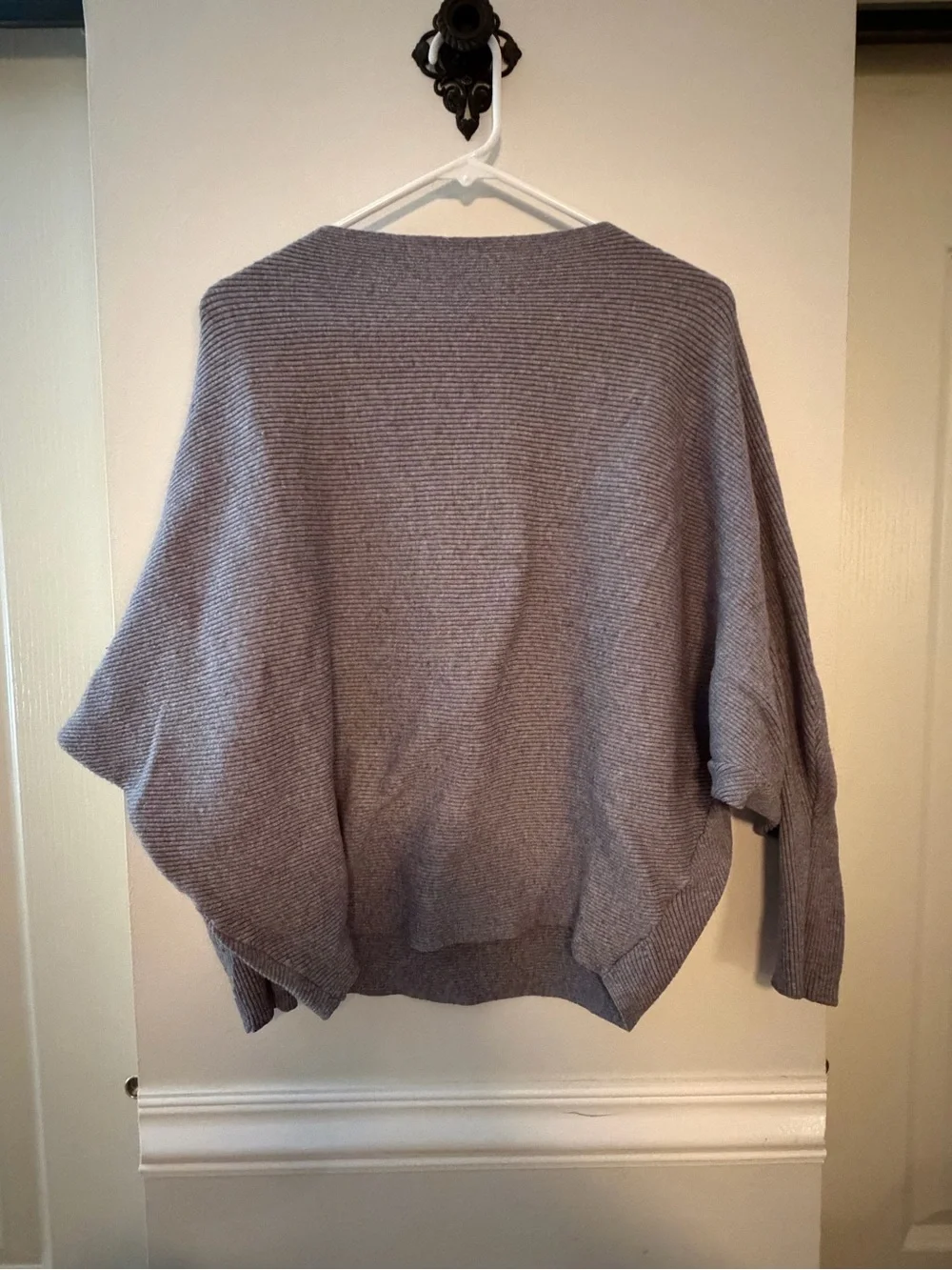 Joan Vass Heather Gray Ribbed Crewneck Sweater